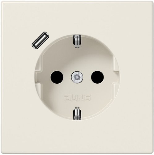Розетка с заземлением +1хUSB тип C без рамки Jung LS990 1-м. бежевый фото Розетка с заземлением +1хUSB тип C без рамки Jung LS990 1-м. бежевый картинка